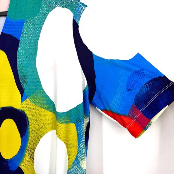 NEW NWOT Ali Miles Sz Large Stretchy Abstract Wearable Art to Wear Shirt Top - Picture 8 of 9